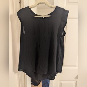 Pleione Black Sleeveless Sheer Chiffon Top
